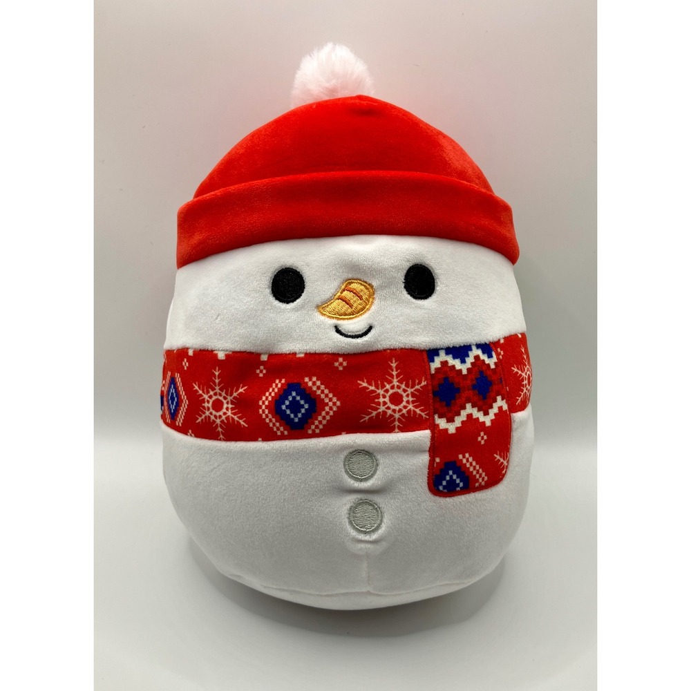 Squishmallows Manny the Snowman 10 inch Holiday Plush Red Hat Scarf 2023 NWT